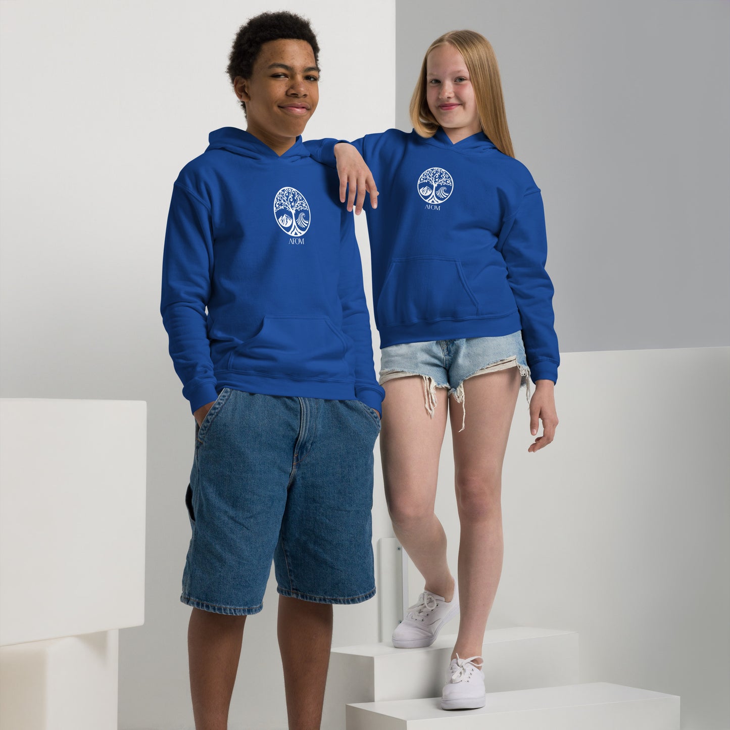 Ai1 Sudadera con capucha unisex para jóvenes de mezcla pesada